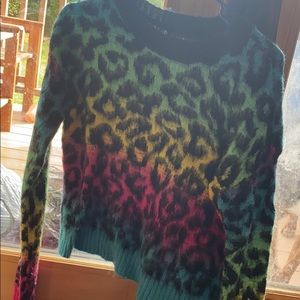 Rainbow cheetah print crop top sweater *worn once*